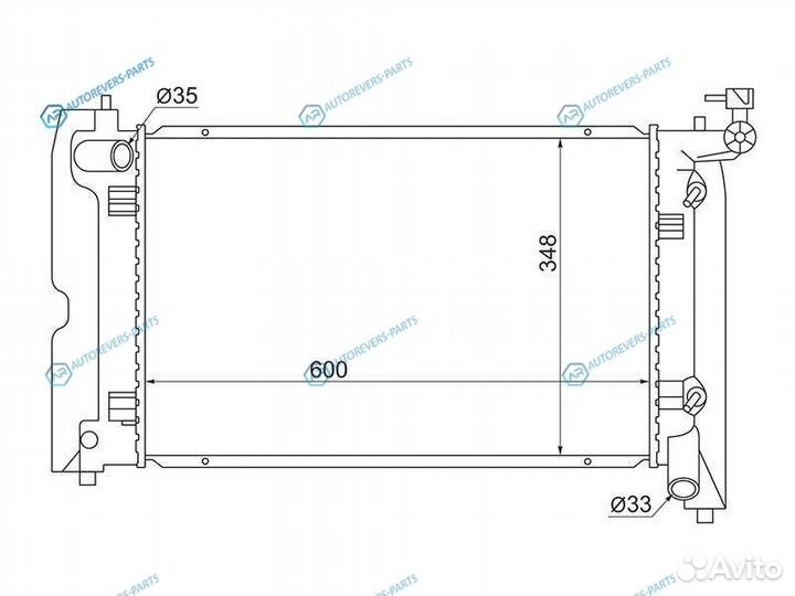 TY0002-ZZT250 Радиатор toyota avensiscorolla USA 1