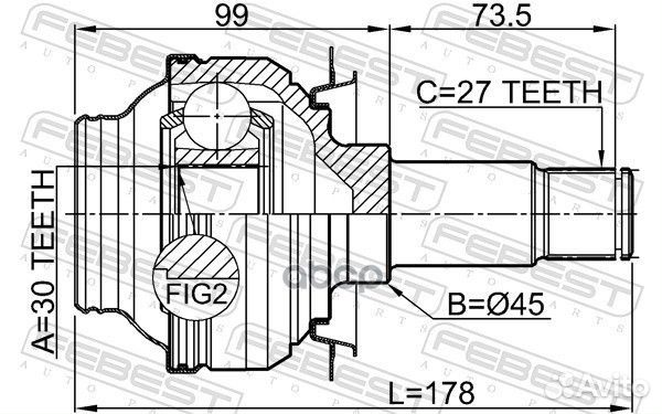 Шрус внутр 1611-204R Febest