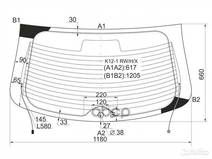 Стекло заднее с обогревом (с отв) nissan micra