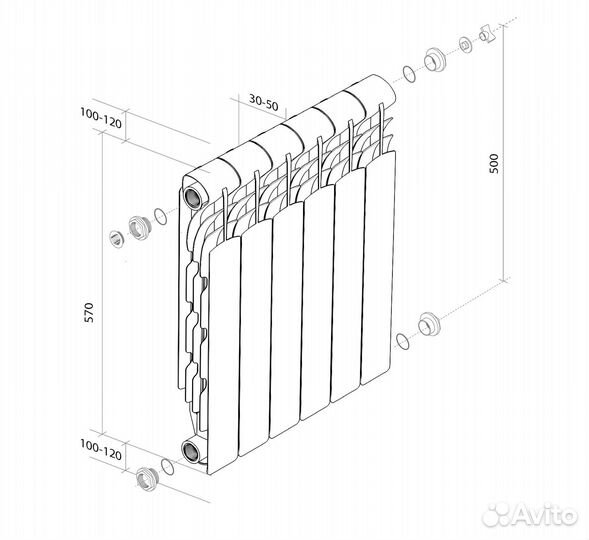 Радиатор алюминиевый Royal Thermo Revolution 6секц