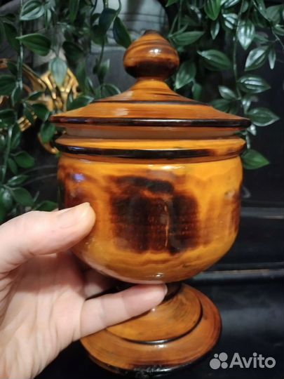 Большая солонка шкатулка дерево СССР