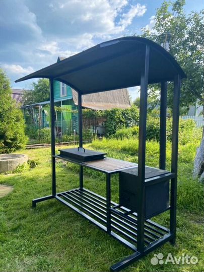 Мангал лофт с печью под казан