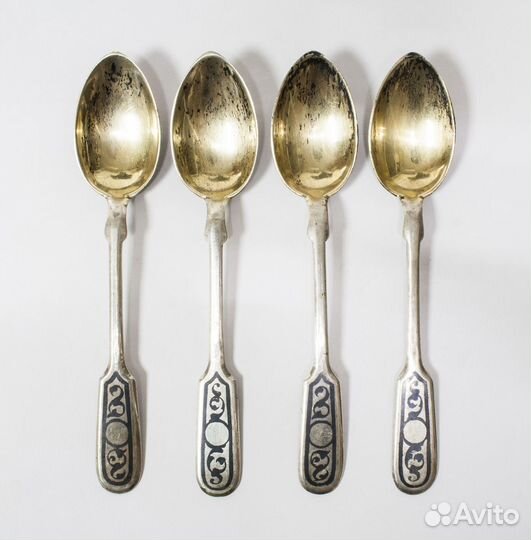 Ложки чайные 4 шт, серебро 875 пр,звезда, мкхк8, в