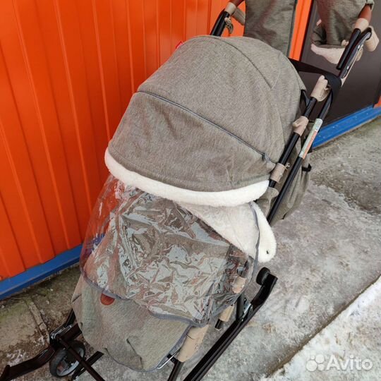 Санки коляска Ника 7-8 k оливковый