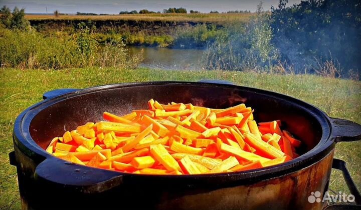 Казан чугунный узбекский с крышкой для плова
