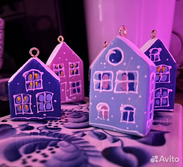 Домики деревянные новогодний декор