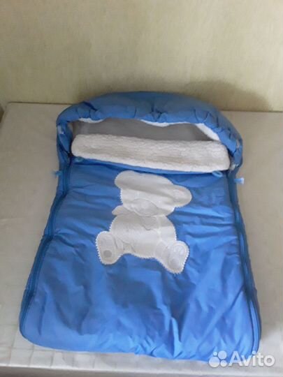 Теплый зимний конверт с овчиной