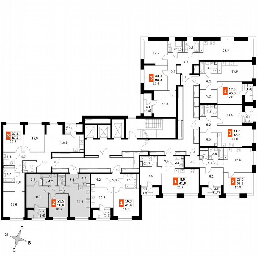 2-к. квартира, 57,3 м², 5/5 эт.
