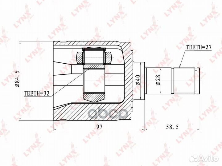 ШРУС внутренний перед прав/лев Honda Accord