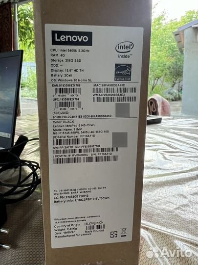 Новый Ноутбук Lenovo IdeaPad S145-15/WL