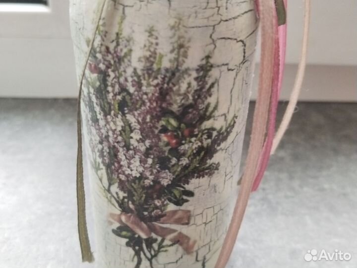 Бутылка стеклянная декорированная (декупаж)