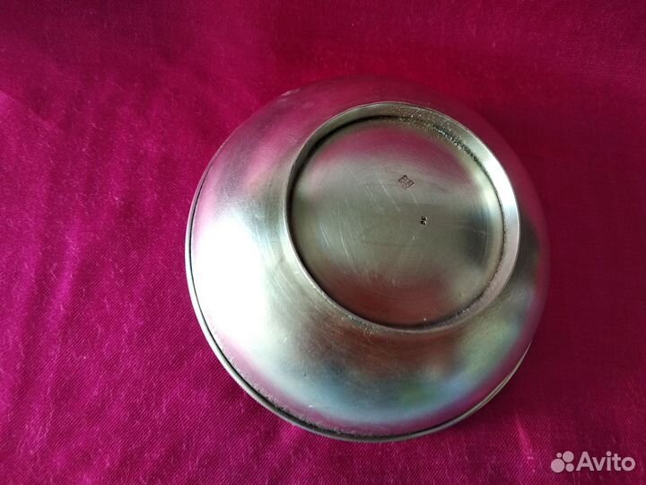 Мельхиоровая конфетница СССР с ручкой