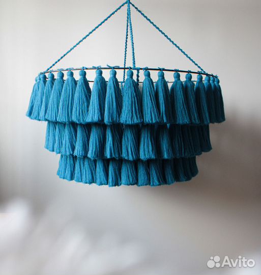 Абажур макраме из кисточек, светильник подвесной