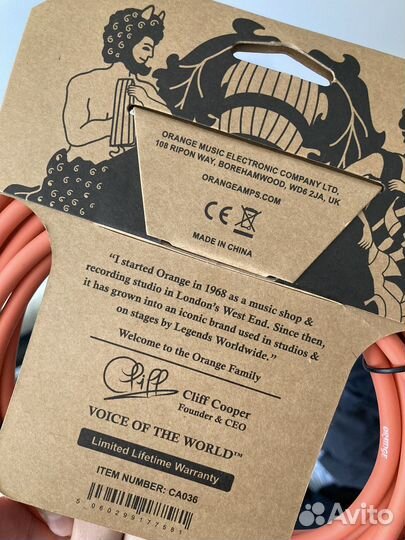 Гитарный кабель Orange crush Cable 6m Vox coiled