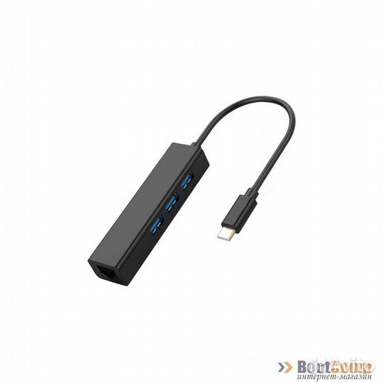 Сетевой адаптер USB KS-is KS-410 с хабом USB-Type