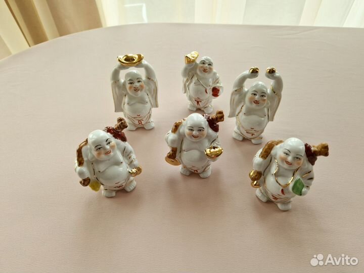 Фарфоровые статуэтки Кирин, Будда - Хотей