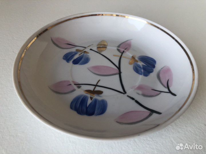 Блюдце Дулево ручная роспись с позолотой