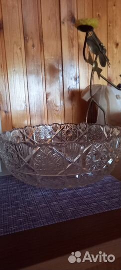 Большая хрустальная ваза для фруктов