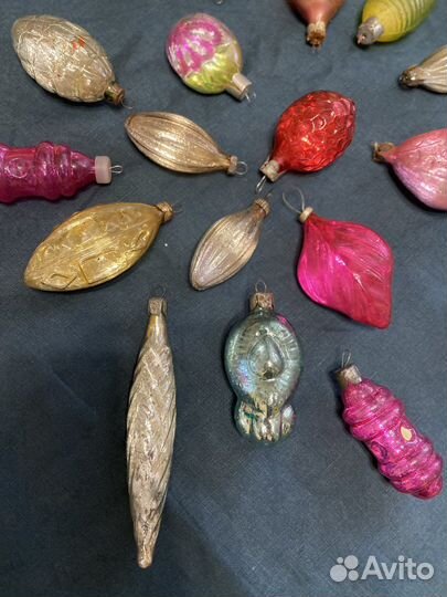 Набор полупрозрачных советских елочных игрушек