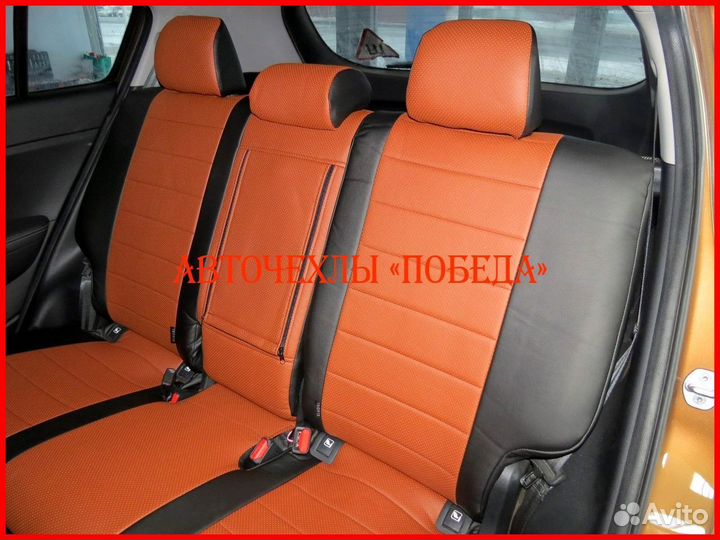 Чехлы Kia Sportage 4 из экокожи чёрно-коричневые