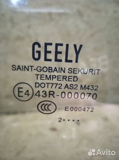 Стекло двери задней правой (форточка) Geely Emgran