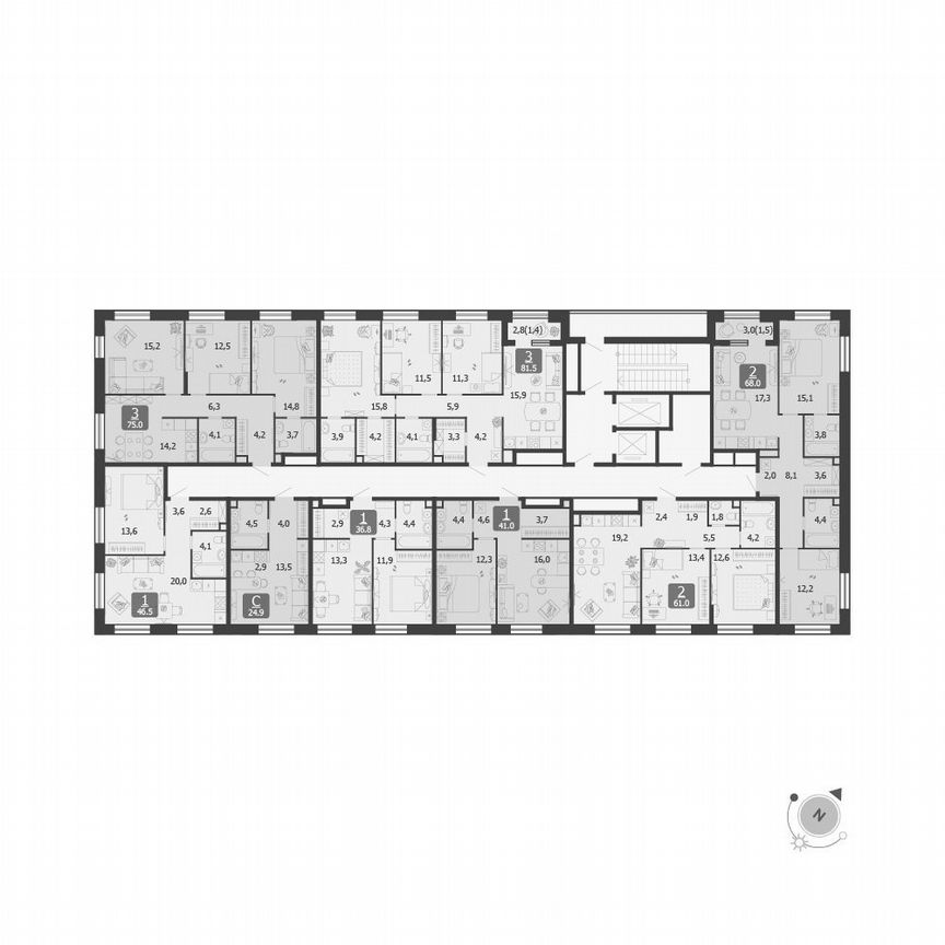 1-к. квартира, 43,9 м², 6/19 эт.