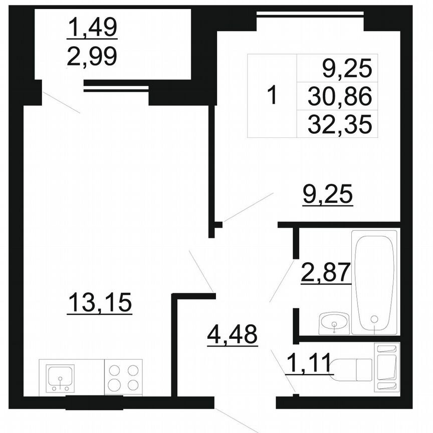 1-к. квартира, 32,4 м², 5/11 эт.