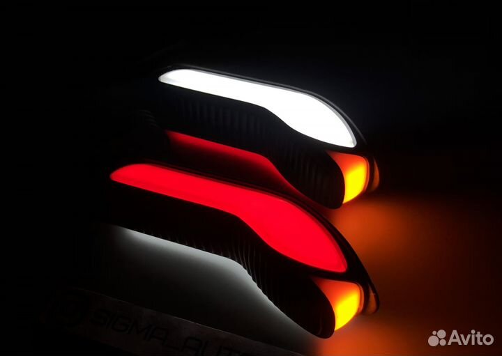 Диодные неоновые LED габаритные фонари рожки, 36см