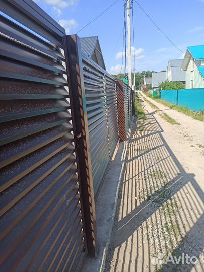 Забор, откатные ворота, навесы, металлоконструкция