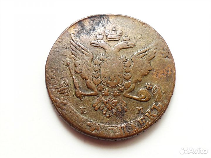 5 копеек 1764 год ем Перечекан из 10 копеек 1762 г