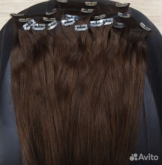 Волосы на трессах заколках натуральные б/у 50 см