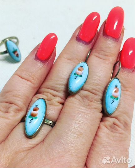 Новые комплекты украшений финифть/мельхиор