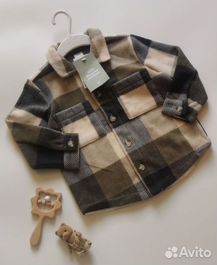 Новая тёплая флисовая рубашка h&m 86