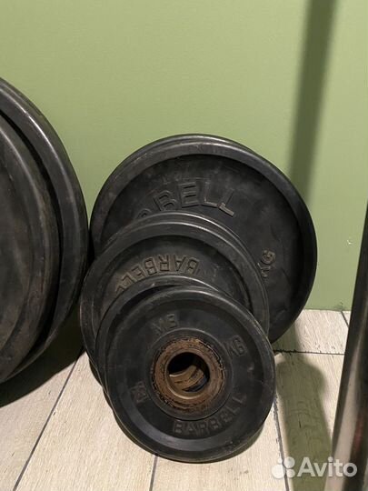Гриф олимпийский 20 кг, диск бампер/кауч,вес 135кг