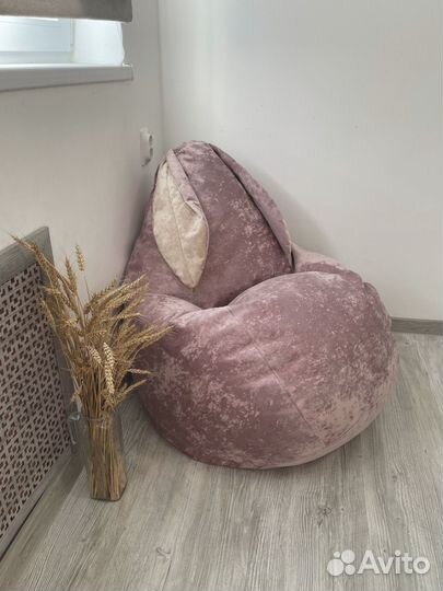 Кресло мешок Зайка из плотного Велюра