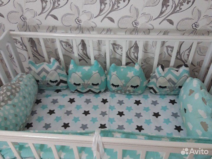 Бортики для детской кроватки+ балдахин