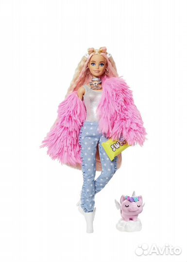 Кукла Barbie extra 3 барби экстра в розовой шубке