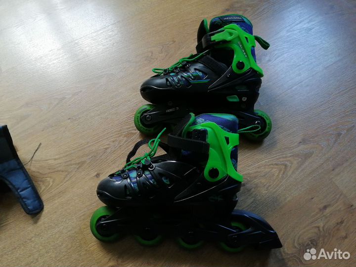 Роликовые коньки детские раздвижные с защитой