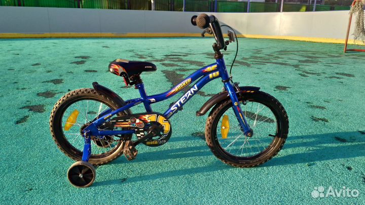 Велосипед детский 16 синий 4 колеса Stern Rocket