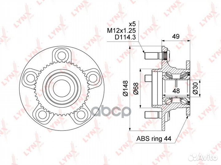Ступица колеса зад прав/лев WH1048 lynxauto