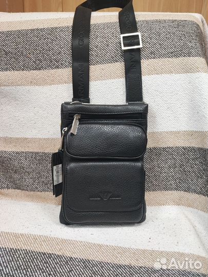 Giorgio armani мужская сумка кожаная