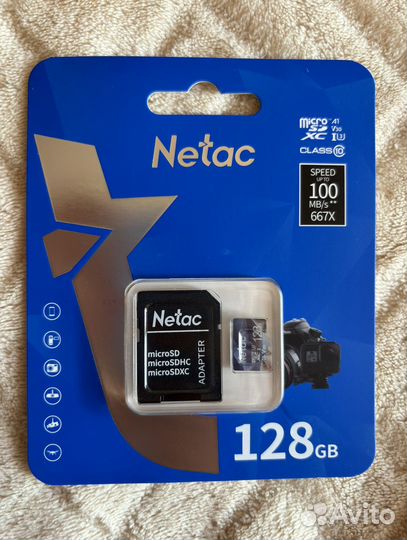 Карта памяти Micro SD 128 GB Netac