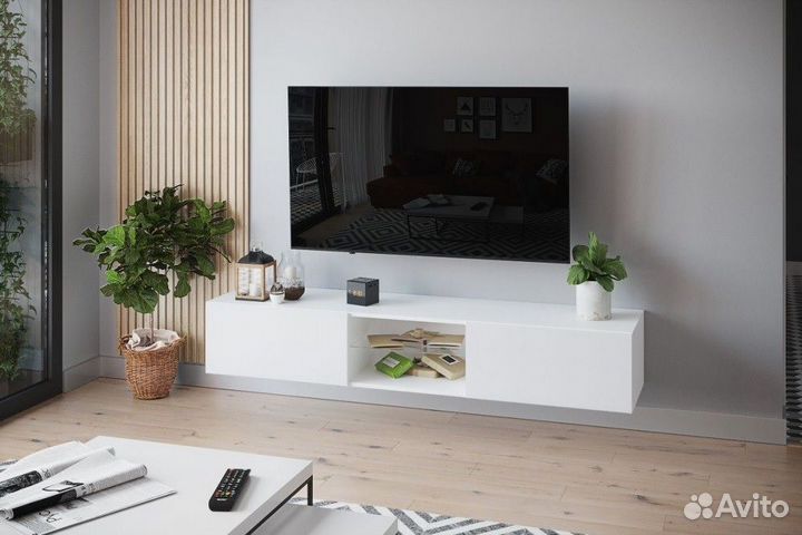 Тумба Подвесная 02 (Белый/Белый лакобель)