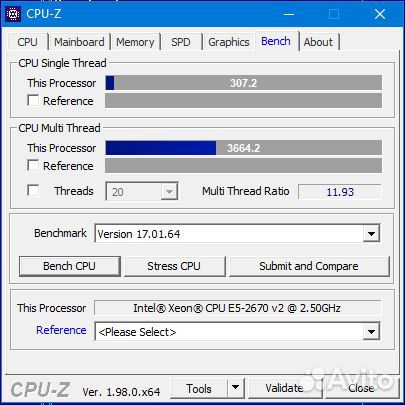 Процессор Xeon E5-2670v2, 10 ядер/20 потоков