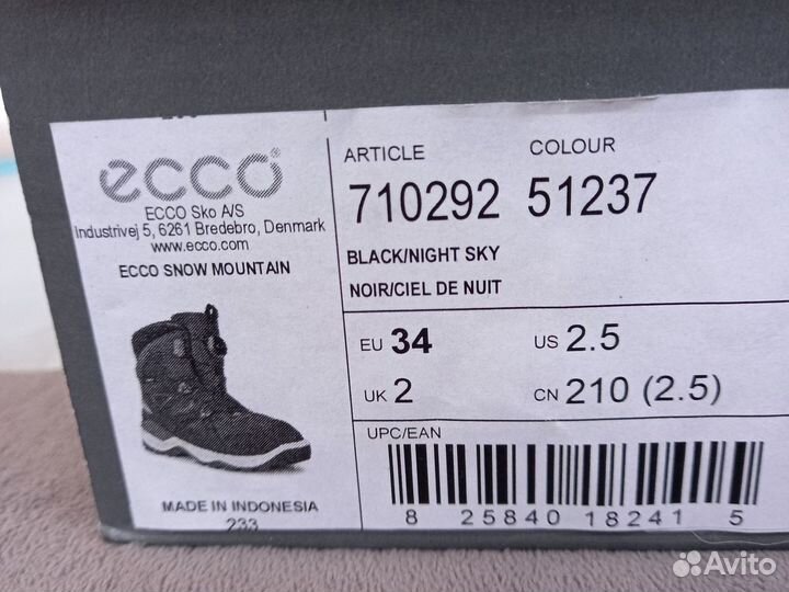 34р новые зимние ботинки ecco snow mountain