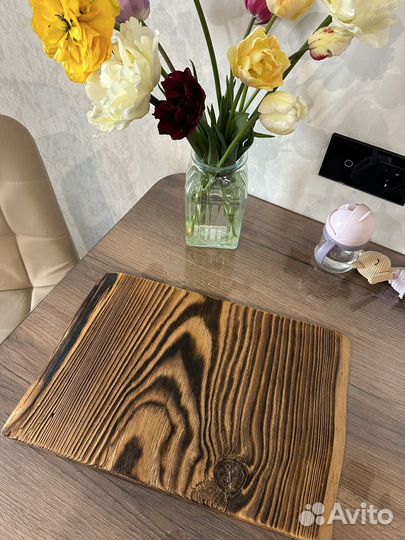 Поднос ручная работа дерево обжиг