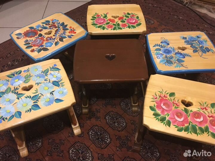 Деревянные детские стульчики с традиционными русск