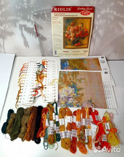 Вышивка крестом схема+нитки Ренуар Букет роз 40x48
