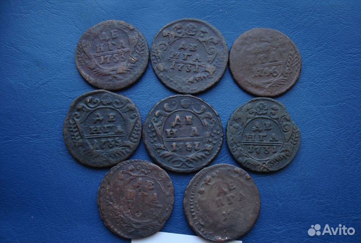 Полушка 1731-1753г оригинал
