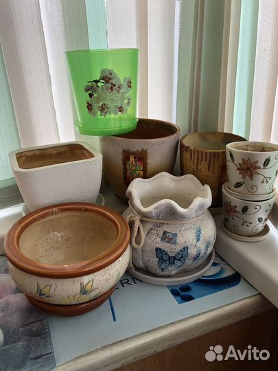 Горшки керамические для цветов б/у